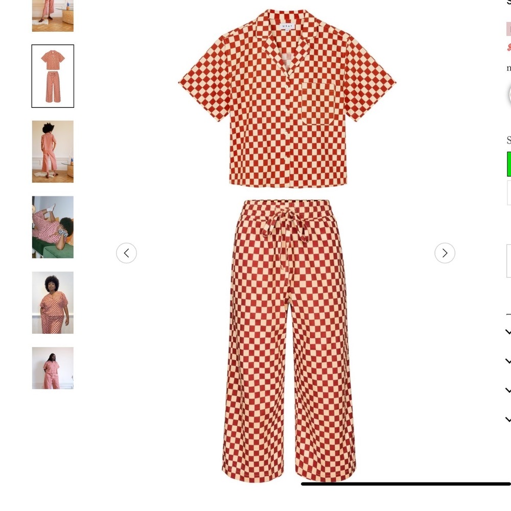 NWOT, Wray Spiced Checkered Long Lounge Set size Small - Picture 2 of 8